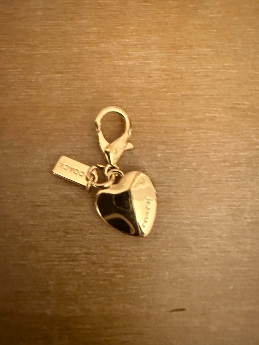 Coach Puffed Heart Zipper Pull or Purse Charm Gold-Tone